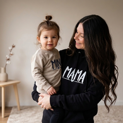 Gepersonaliseerde kleding voor mama en mini om te matchen met elkaar