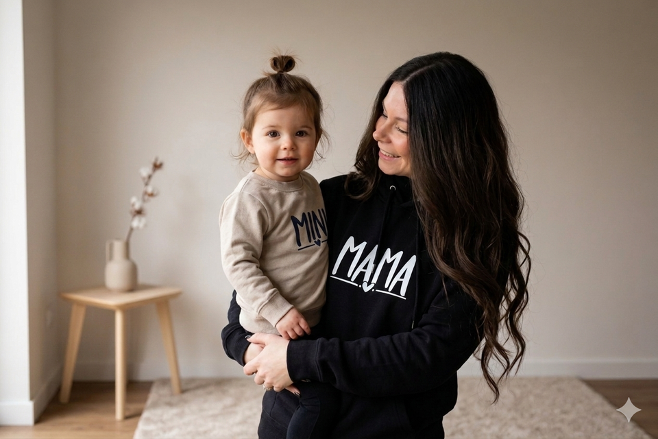 Gepersonaliseerde kleding voor mama en mini om te matchen met elkaar