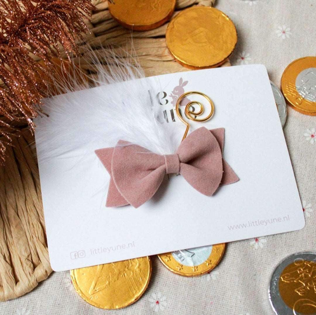 Sinterklaas haarstrik oudroze suède