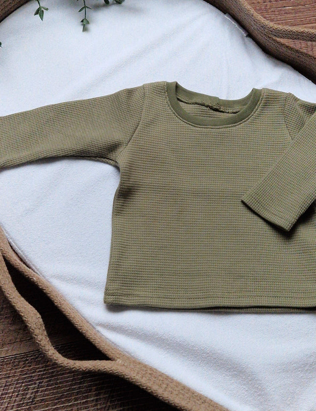 Longsleeve wafeljersey | Olijfgroen