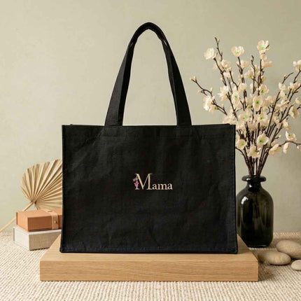 Luxe vilten tas met naam 'Mama' geborduurd – Gepersonaliseerde shopper (41x11x31 cm)