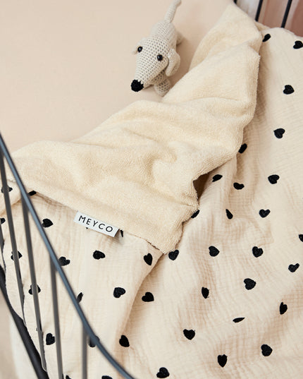 Gepersonaliseerde deken - hydrofiel met badstof Sweet Heart Soft sand