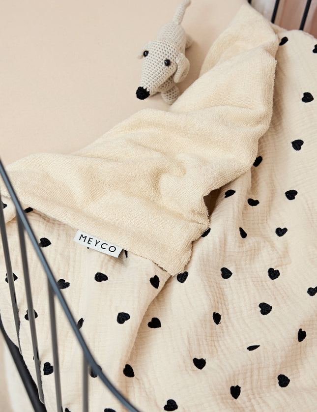 Gepersonaliseerde deken - hydrofiel met badstof Sweet Heart Soft sand