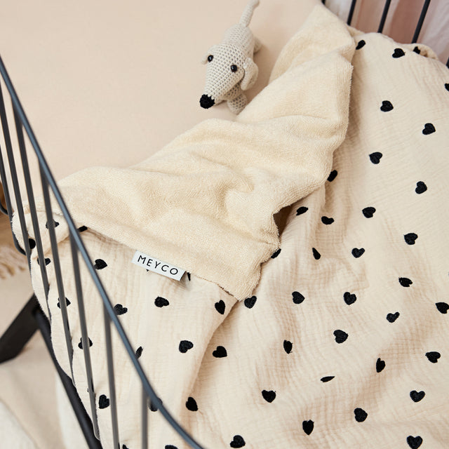 Gepersonaliseerde deken - hydrofiel met badstof Sweet Heart Soft sand