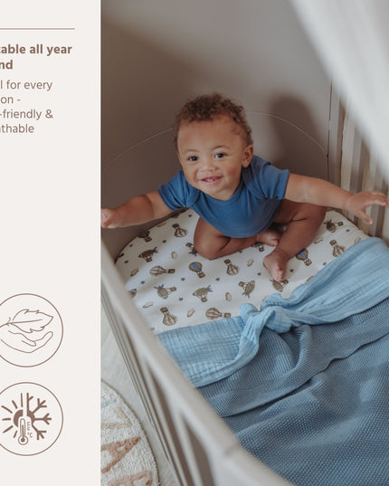 Deken mini reliëf jeans blue - geborduurd