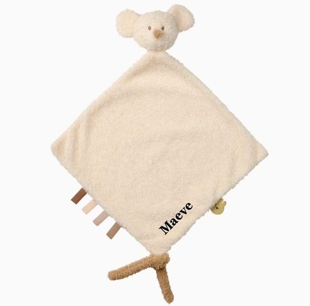 Gepersonaliseerde speendoekje - teddy muis - geborduurd