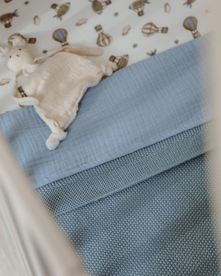 Deken mini reliëf jeans blue - geborduurd