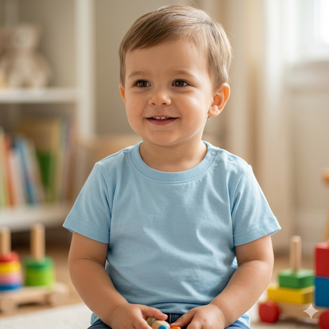 Baby en kinder T-shirt van 100% katoen - Basic shirt jongens en meisjes