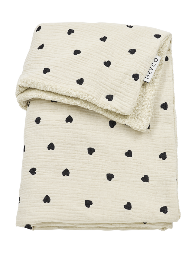 Gepersonaliseerde deken - hydrofiel met badstof Sweet Heart Soft sand