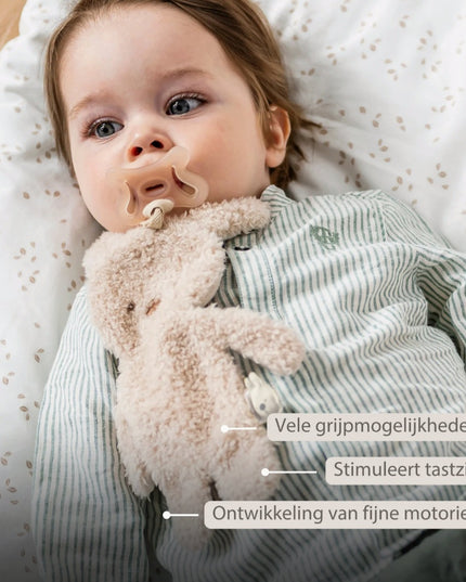Gepersonaliseerde speendoekje - teddy konijn - geborduurd