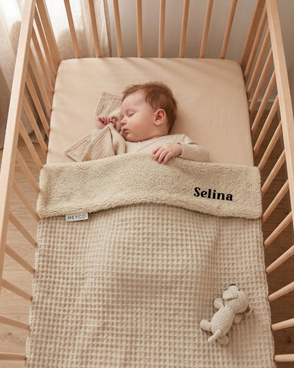 Gepersonaliseerde deken - Waffle Teddy Sand