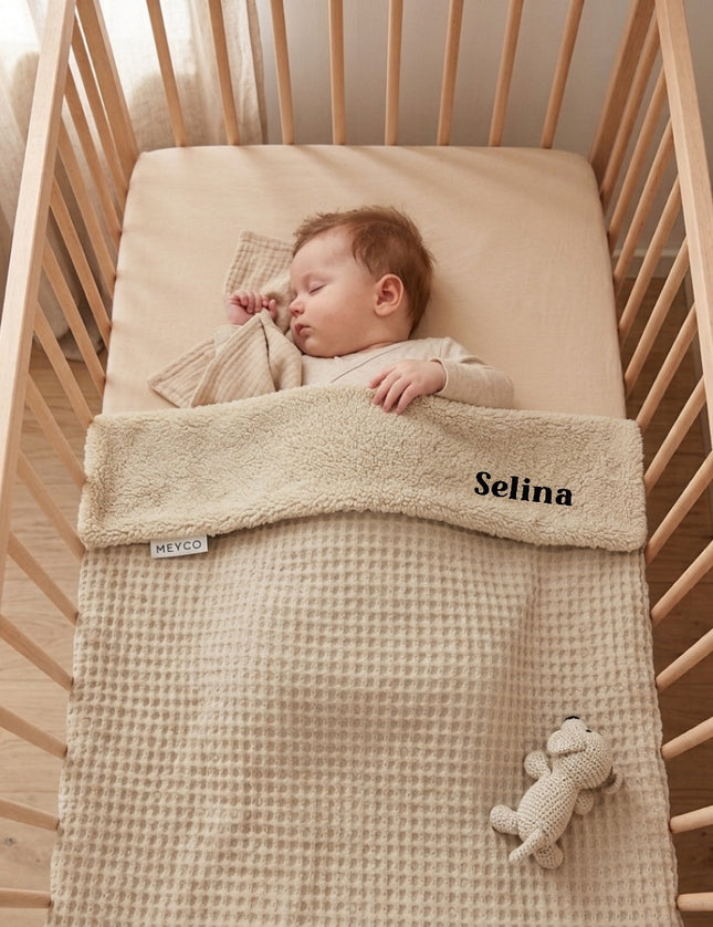 Gepersonaliseerde deken - Waffle Teddy Sand