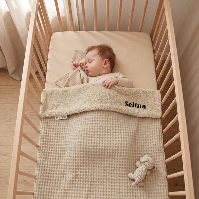 Gepersonaliseerde deken - Waffle Teddy Sand