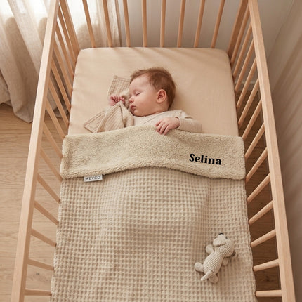 Gepersonaliseerde deken - Waffle Teddy Sand