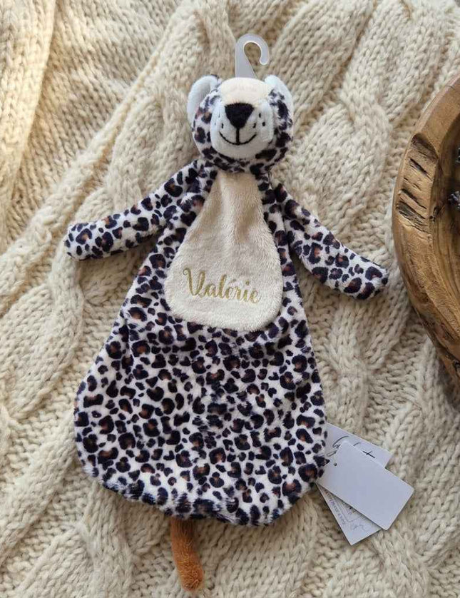 Gepersonaliseerde Knuffeldoekje Leopard Lou