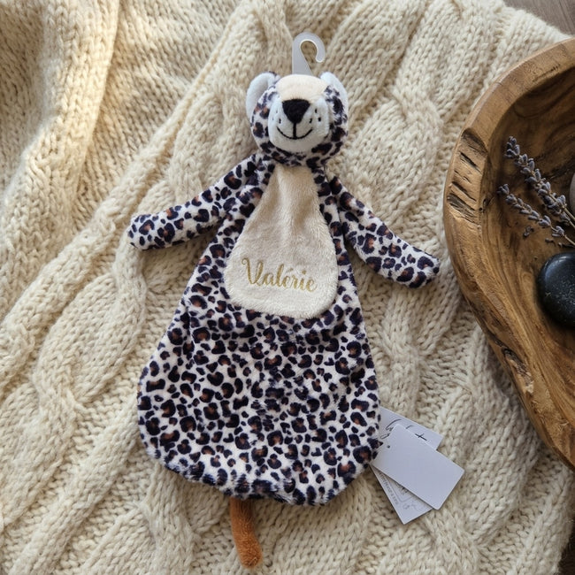 Gepersonaliseerde Knuffeldoekje Leopard Lou