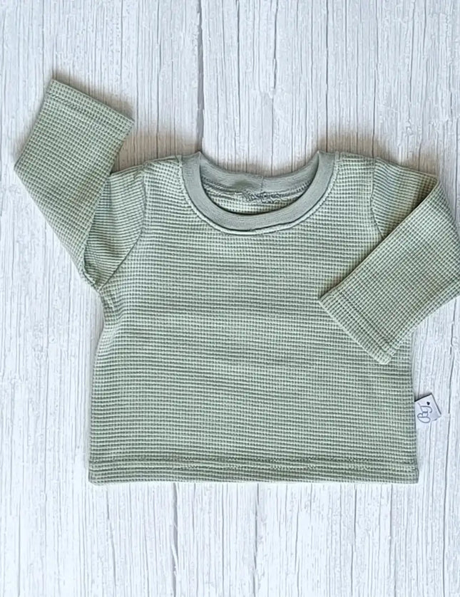 Longsleeve wafeljersey | dusty groen