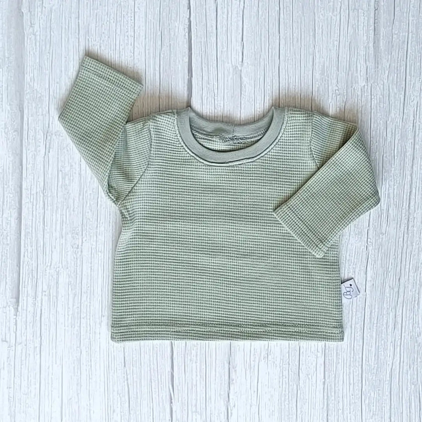 Longsleeve wafeljersey | dusty groen
