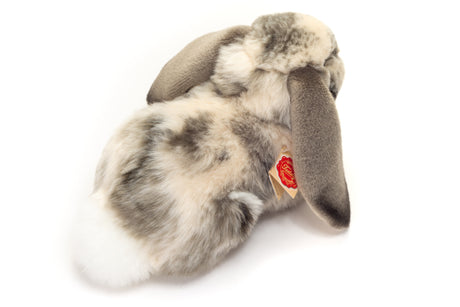 Luxe pluche knuffel konijn met naam geborduurd – Hangoor gevlekt (30 cm)