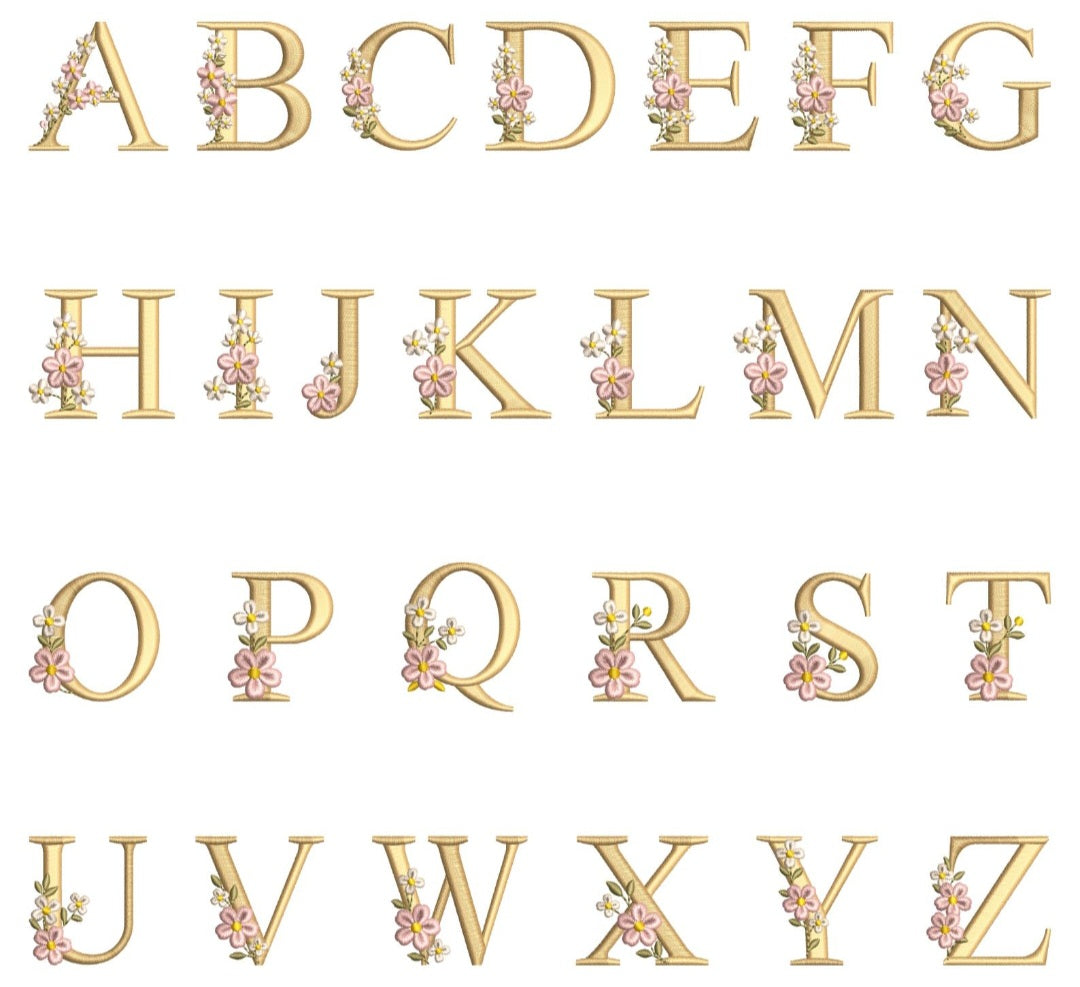 Luxe geborduurde slabber met bloemenletter – Gepersonaliseerde baby slab