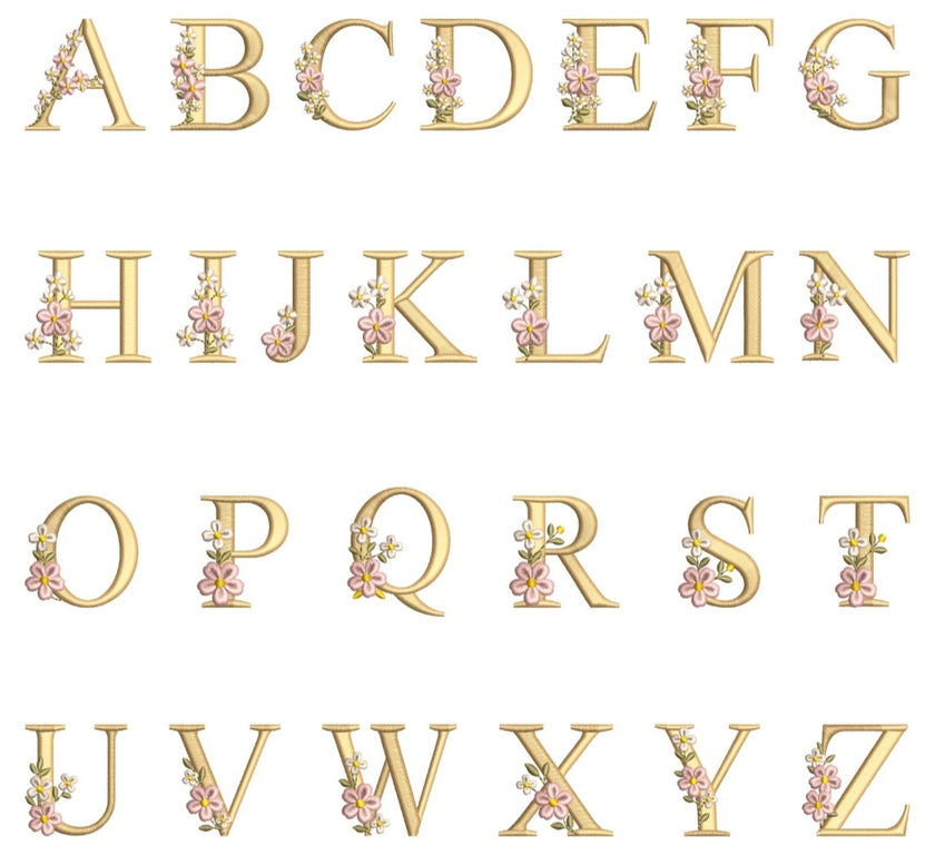 Luxe geborduurde slabber met bloemenletter – Gepersonaliseerde baby slab