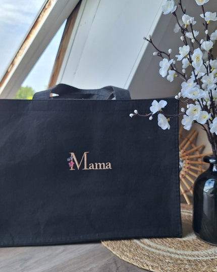 Luxe vilten tas met naam 'Mama' geborduurd – Gepersonaliseerde shopper (41x11x31 cm)