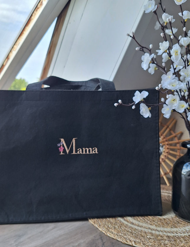 Luxe vilten tas met naam 'Mama' geborduurd – Gepersonaliseerde shopper (41x11x31 cm)