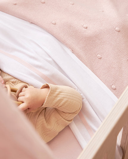 Deken knots soft pink - Geborduurd