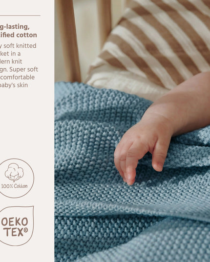 Deken mini reliëf jeans blue - geborduurd