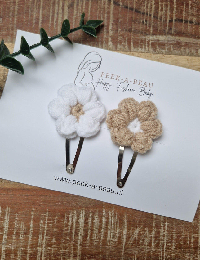 Beau beige/zilver klipjes