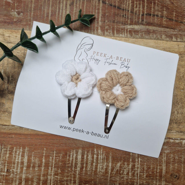 Beau beige/zilver klipjes