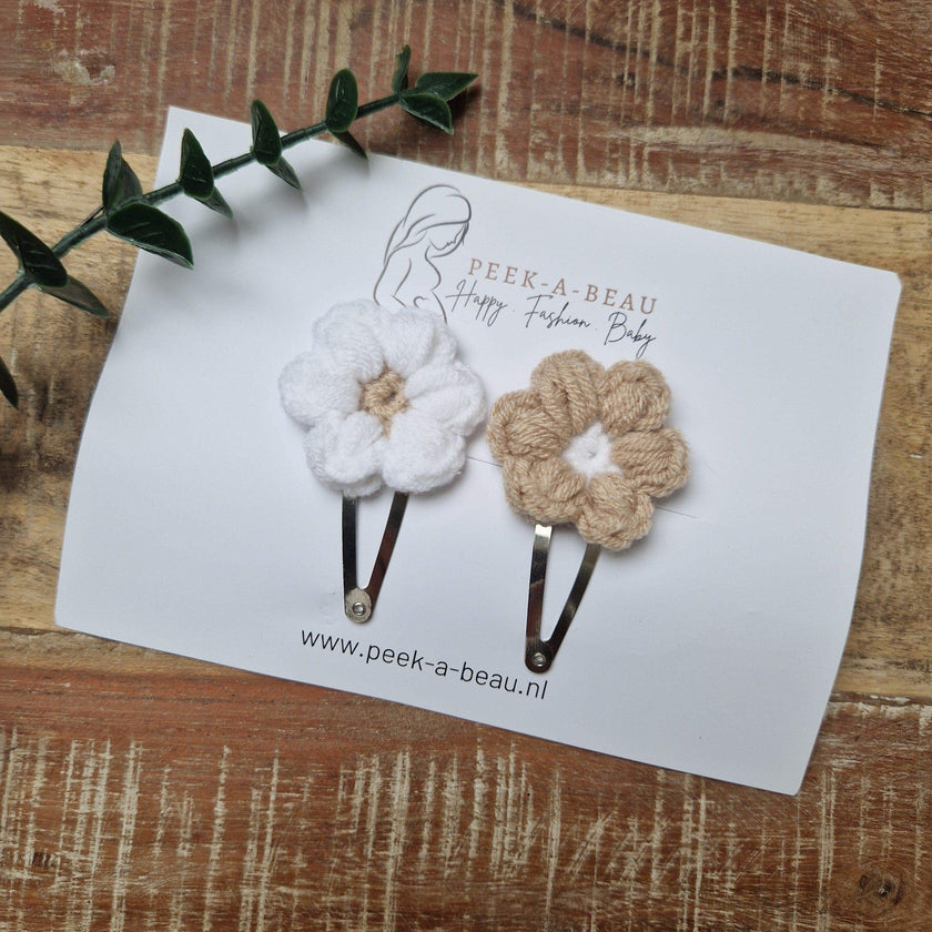 Beau beige/zilver klipjes